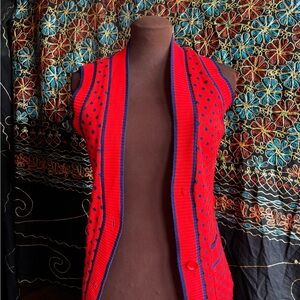 Vintage Red and Blue Knit Vest